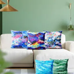 ArtzFolio Multicoloured Set of 5 Velvet Square Cushion Covers-image-118