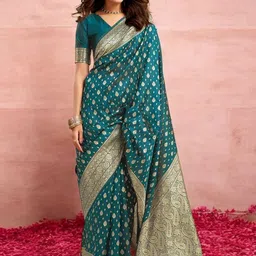 DIVASTRI Woven Design Zari Silk Blend Banarasi Saree-picture-43
