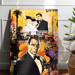 Myntra Elegant Homes Black & Yellow James Bond 007 Pop Graffiti Canvas Wall Art-image-31