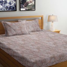 Aura Brown & White Printed 300 TC King Bedsheet Set 2.7 m x 2.6 m-image-53