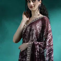 Sangria Tie and Dye Printed Sequinned Embroidered Sarees-19
