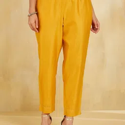 Fabindia Women High-Rise Pleated Trousers-image-1