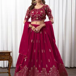PAYAL CREATION Embroidered Foil Print Ready to Wear Lehenga & Semi-Stitched Blouse With Dupatta-picture-20