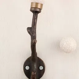 IndianShelf Cream Coloured 2 Pieces Ceramic Tree Key Wall Hooks image 3