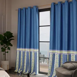 Stoa Paris Versailles Blue & Yellow Set of 2 Geometric Door Curtains-image-23