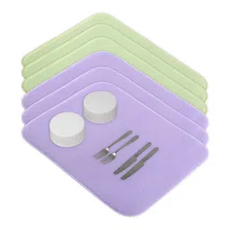 Aura 6-Pcs Purple & Green Floor Microfiber Crockery Dish Drying Kitchen Mats-5