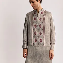 KALKI Fashion Men Ethnic Motifs Printed Kurta with Trousers-picture-26