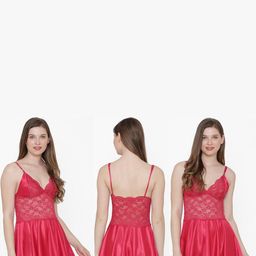 PHALIN Silky Satin Babydoll Dress - Pink (Size - Free )-image-85