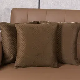 Saral Home Brown Set of 3 Geometric Velvet Square Cushion Covers-0