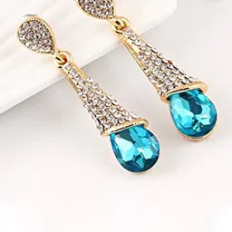 YouBella Gold-Plated Artificial Stones Studded Contemporary Drop Earrings-image-45