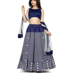 Shoryam Fashion Girls Blue Raw Silk Lehenga Choli-picture-34