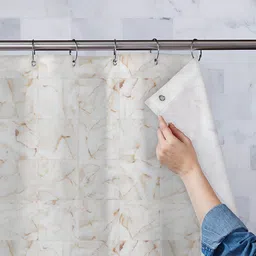 ArtzFolio White & Brown Printed Waterproof Shower Curtain-picture-38