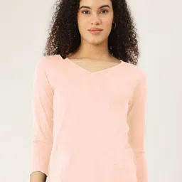 BRINNS Women V-Neck Drop-Shoulder Sleeves Pockets T-shirt-image-76