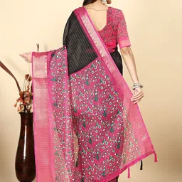 J 6 DESIGNER Checked Zari Block Print Saree-picture-32