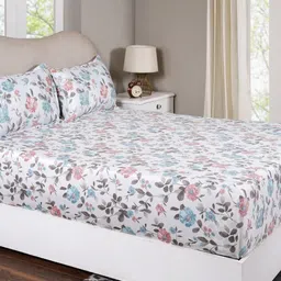 MASPAR Cotton Printed 300 TC Double Bed Fitted Bedsheet & 2 Pillow Case - 1.83 x 1.98 m-image-34