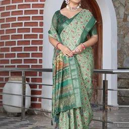 Anouk Green Tissue Printed Sarees-picture-8