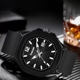 SPENCHER Men Regular Straps Analogue Multi Function Watch Vintage Black Square Case-48