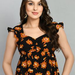 all about you Floral Print Sweetheart Neck Peplum Top-image-29