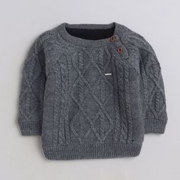 Yellow Apple Boys Cable Knit Woollen Pullover-image-77