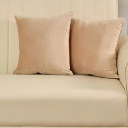 Yellow Weaves Beige 2 Pieces Velvet Square Cushion Covers-image-76