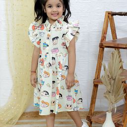 UNBIND Print Flutter Sleeve A-Line Dress image 4