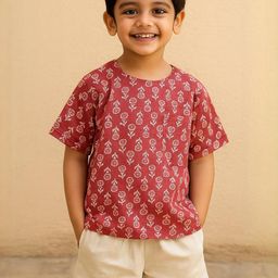 Pum Pum Boys Floral Printed Round Neck Cotton Tshirt-image-95