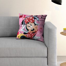 Disney Pink & Red Printed Square Shaped Pre-Filled Cushion With Cover-18