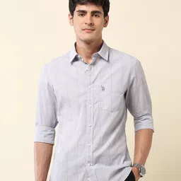 U.S. Polo Assn. Men Classic Tailored Fit Pinstripes Striped Cotton Casual Shirt-picture-36