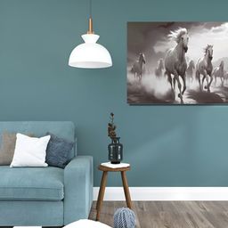 Myntra Elegant Homes White & Grey Running Horses Vastu Birds and Animals Canvas Wall Art-image-20