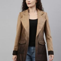 PINACOLADA Notch Lapel Collar Ombre Long Coat-image-99