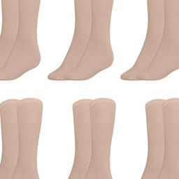 MUKHAKSH Girls 6 Pairs Cotton Plain Beige Calf length Socks-image-98