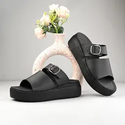 AfroJack Wedge Sandals with Buckles-43