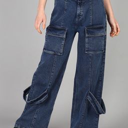 DressBerry Women Comfort Wide Leg High-Rise Light Fade Acid Wash Stretchable Jeans-image-39