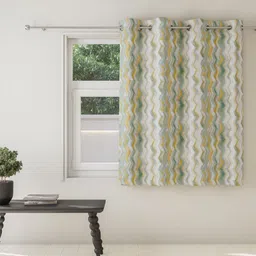 DDecor Blue & White Geometric Printed Room Darkening Window Curtain-picture-14