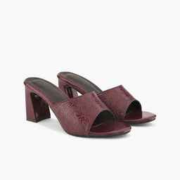 Elevato Basics Women Embossed Block Heels Sandals-31