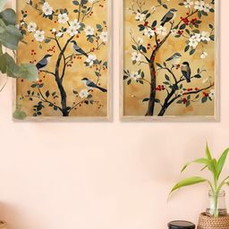 Kotart Brown & Grey 2 Pieces Floral And Botanical Wooden Wall Arts-picture-34