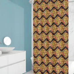 ArtzFolio Yellow & Black Printed Waterproof Shower Curtain-picture-15