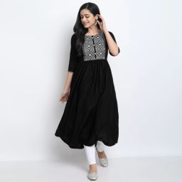 Women Embroidered Viscose Rayon Flared Kurta-image-42