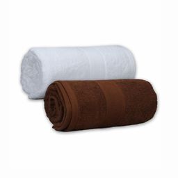 Dollar White & Brown 2 Pieces Cotton 600 GSM Bath Towel-11