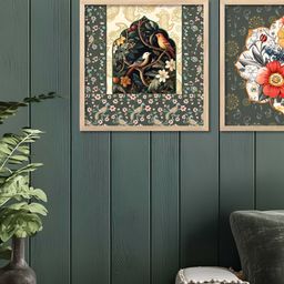 Kotart Brown & White 2 Pieces Floral Wooden Wall Arts-picture-21
