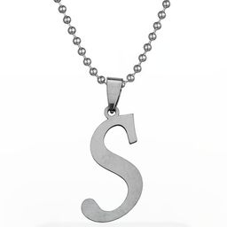 Sullery Silver-Plated Letter S Shaped Pendant with Chain-image-82