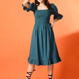 PRETTY LOVING THING Women Smoked Cotton Fit & Flare Dress-picture-30