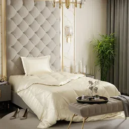 Stoa Paris Cream-Coloured Solid 3 Piece Single Regular Bedding Set-image-44