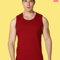 WOOSTRO Pack Of 2 Printed Combed Cotton Gym Vests VWS26(ALONE PEACH)(PLAIN MAROON)-image-52