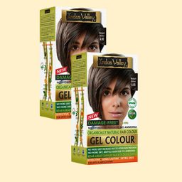 Indus Valley Set of 2 Organically Natural Gel Hair Colour - 220 g Each - Medium Brown-27