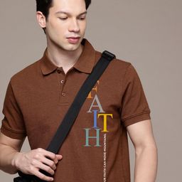 Moda Rapido Men Typography Printed Polo Collar Applique T-shirt-image-19