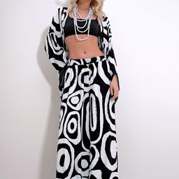 Trend Alacati stili Printed Shrug & Trouser Co-Ords-image-34
