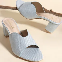 Dollphin Blue PU Block Heels-16