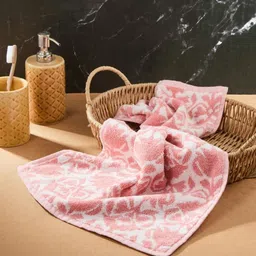 Fabindia Pink Self Design Cotton 570 GSM Bath Towel-7