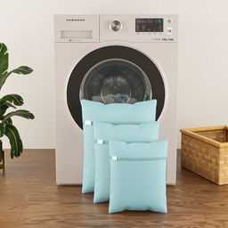 Aura 3Pcs Blue Reusable Mesh Laundry Bags With Zipper-4